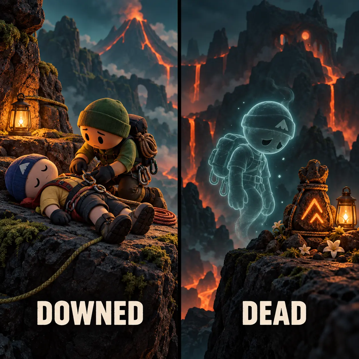 Editorial illustration comparing a downed PEAK Scout recovery with a dead Scout revived by Scout Effigy
